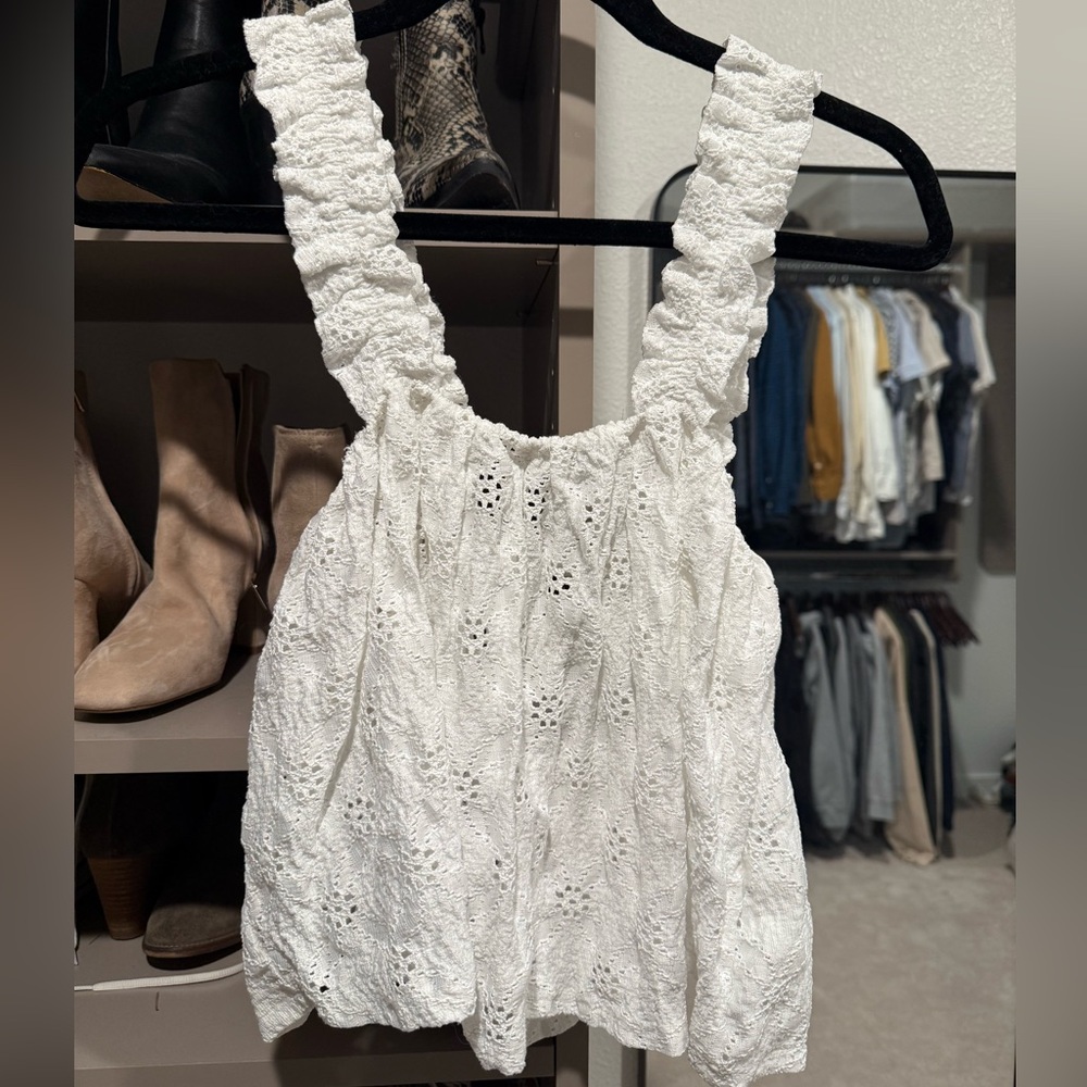 Zara White Eyelet Tank Top